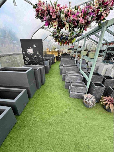 Selection of dark grey extra large troughs, pots and containers suitable for balcony gardening