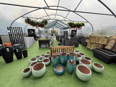 Selection of glazed cermaic pots and containers suitable for balcony gardening